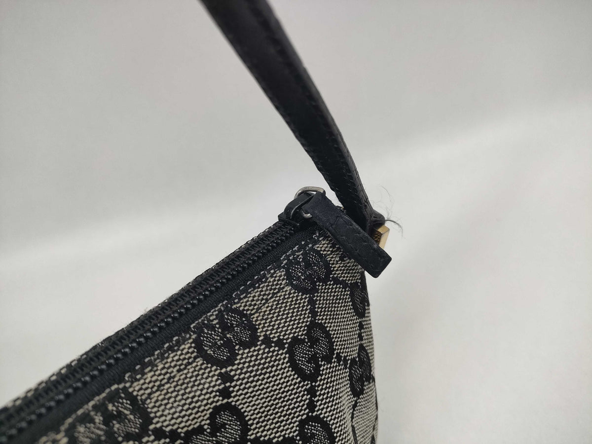 Gucci Boat Pochette GG Canvas and leather, Gray, Canvas, Clutch