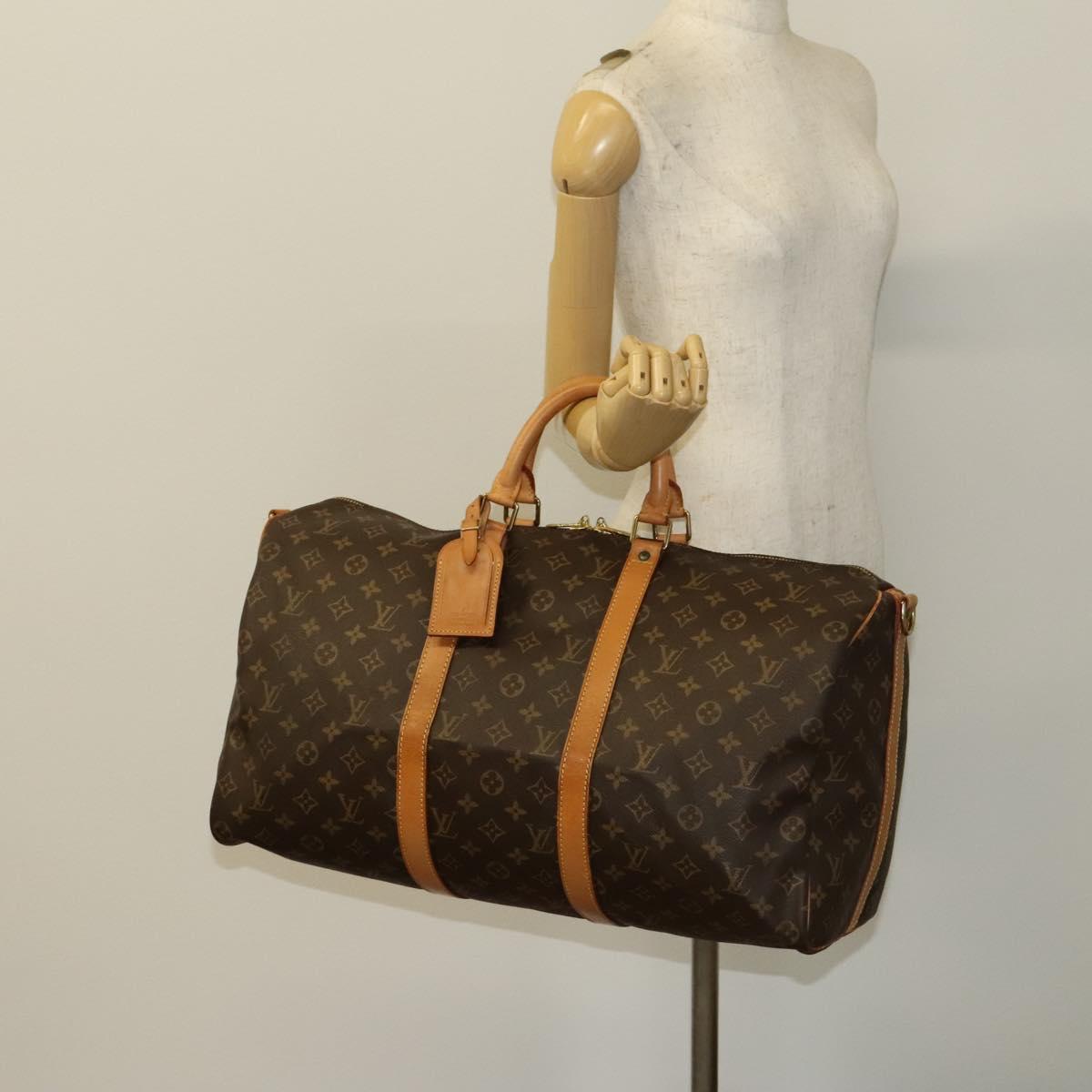 Louis Vuitton Keepall Bandouliere Bag Monogram Canvas, BROWN, CANVAS, Travel bag
