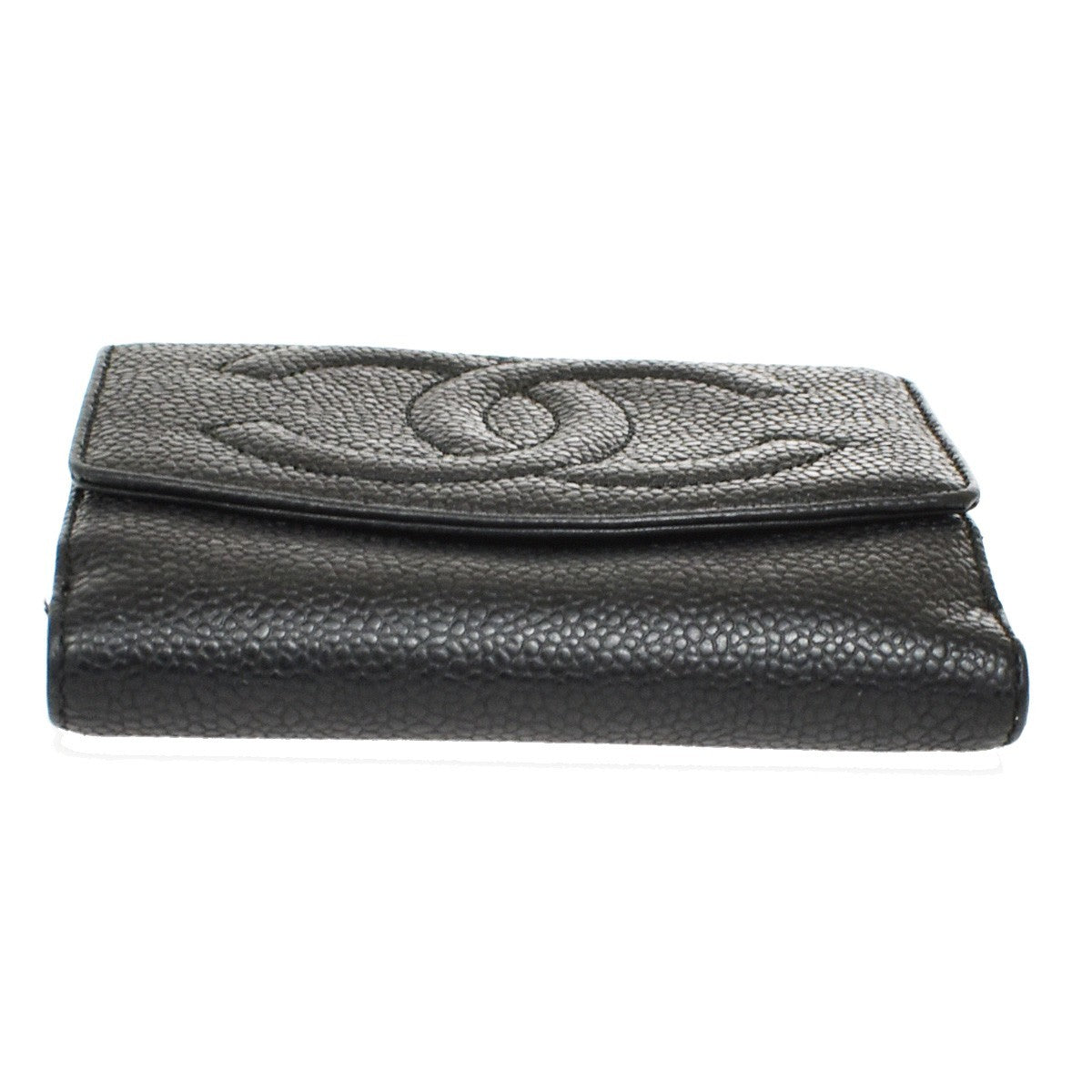 Chanel Vintage Timeless Bifold Caviar, Black, Leather, Wallet