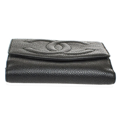 Chanel Vintage Timeless Bifold Caviar, Black, Leather, Wallet
