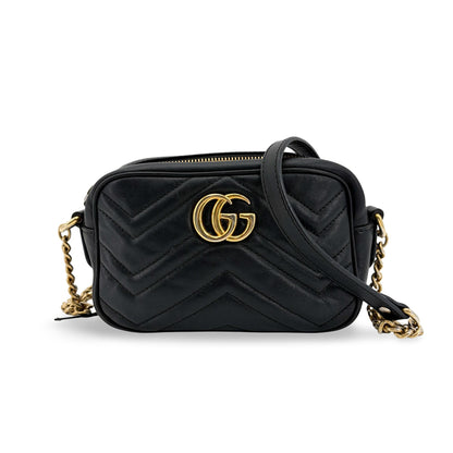 Gucci GG Marmont Matelasse Leather, Black, Leather, Shoulder Bag