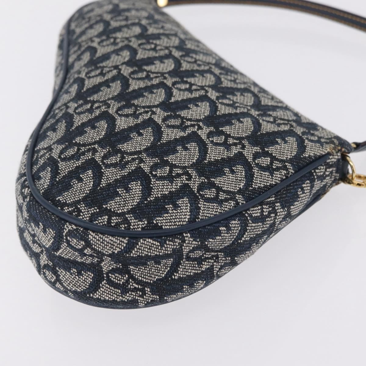 Christian Dior Vintage Saddle Bag Canvas, Navy, Canvas, Clutch