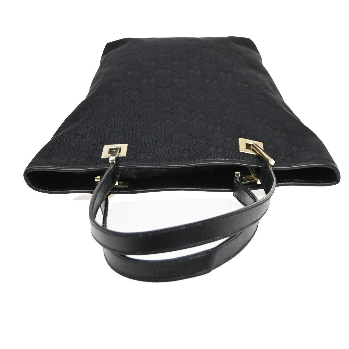Gucci Vintage Bucket Shopping GG Canvas, Black, Canvas, Tote Bag