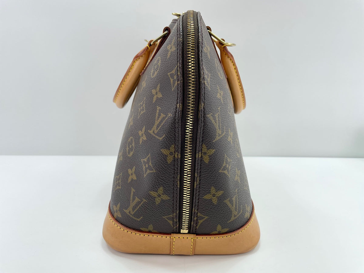Louis Vuitton Alma Monogram Lace Leather, Brown, Canvas, Handbag