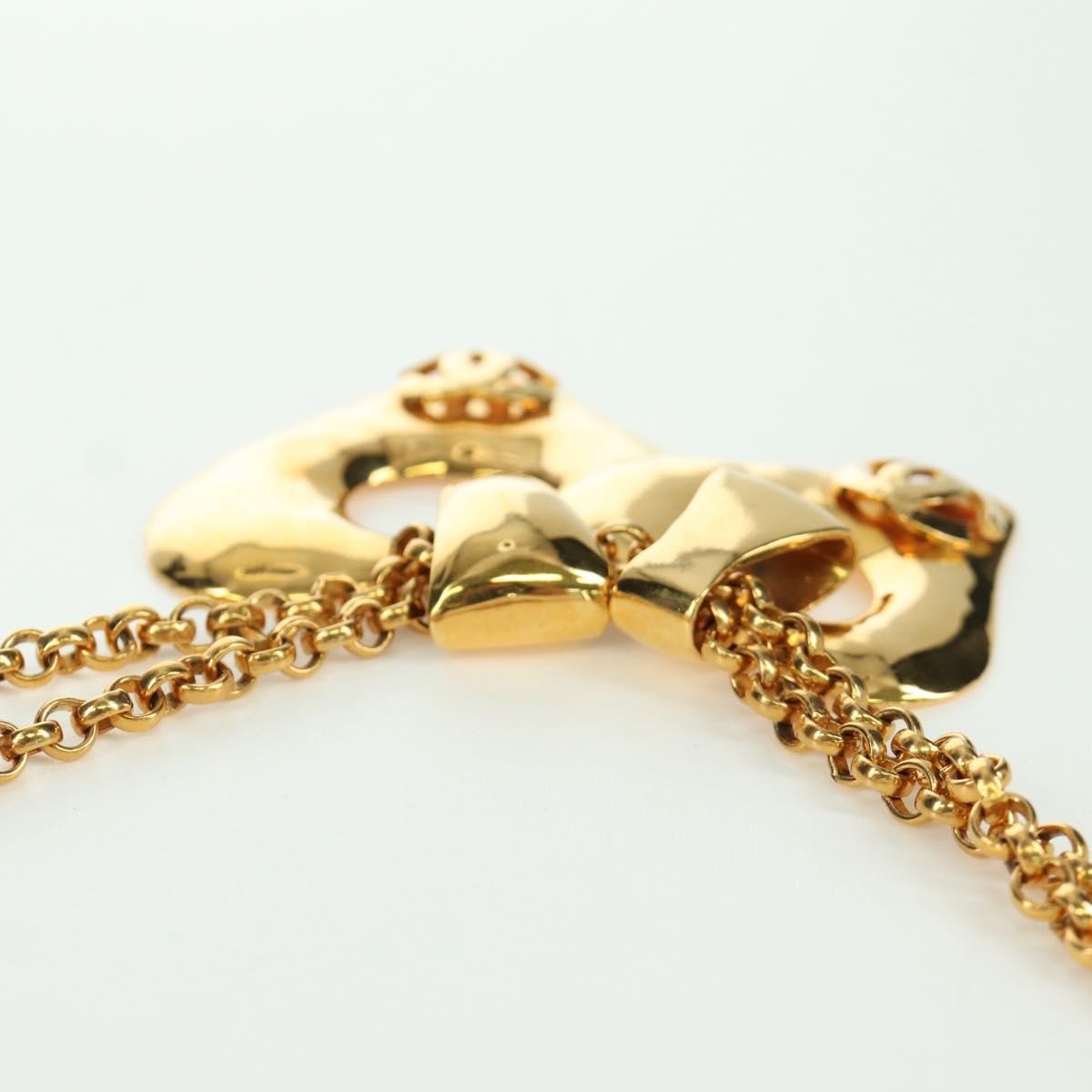 Chanel Vintage CC Heart Pendant Long Metal, Gold, Metal, Necklace