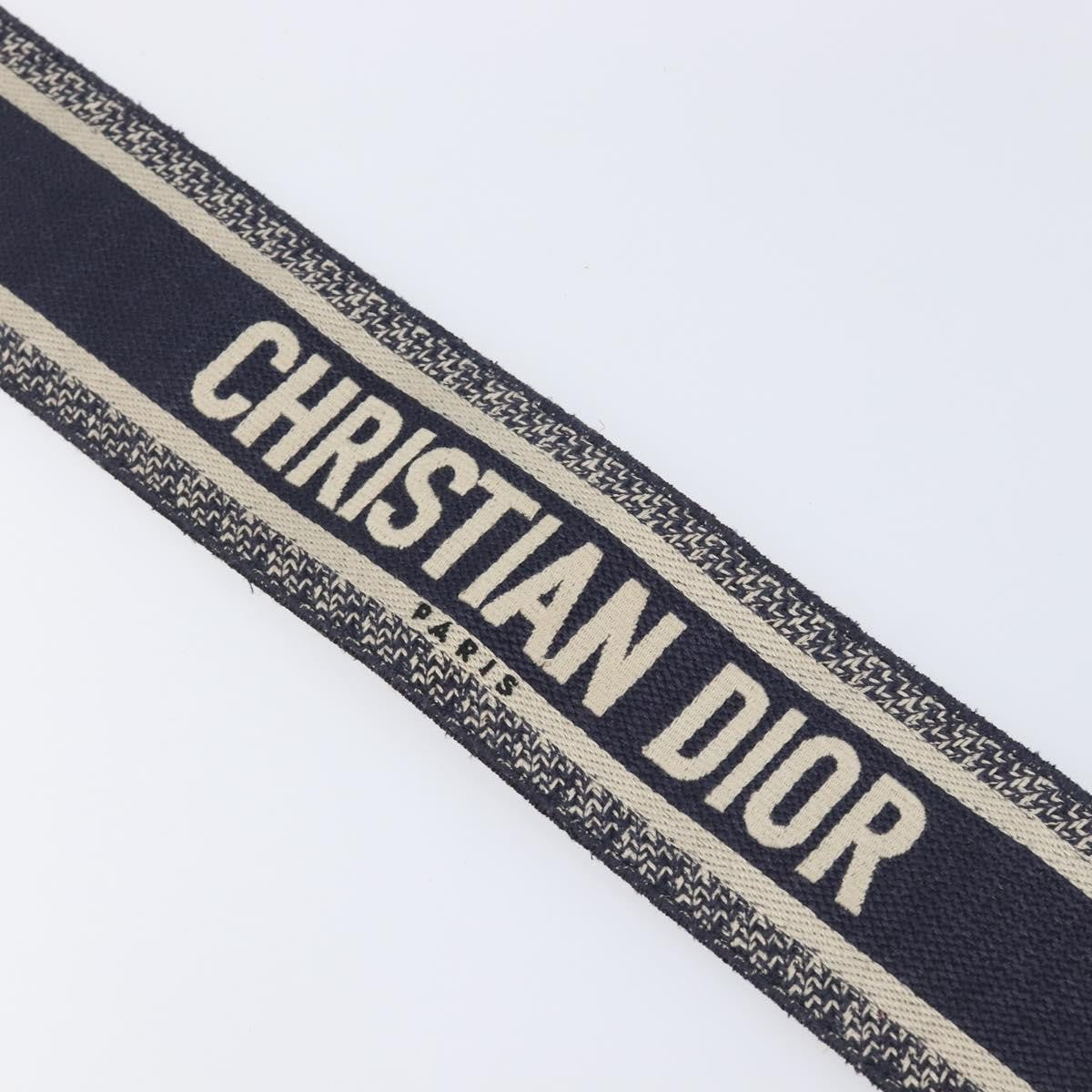 Christian Dior Shoulder Strap Embellished Canvas, Navy, Canvas, Straps