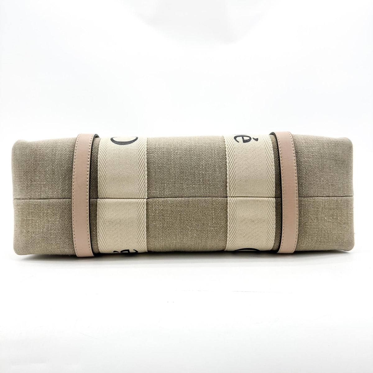 Chloe Woody Canvas with Leather, Beige, Canvas, Tote Bag