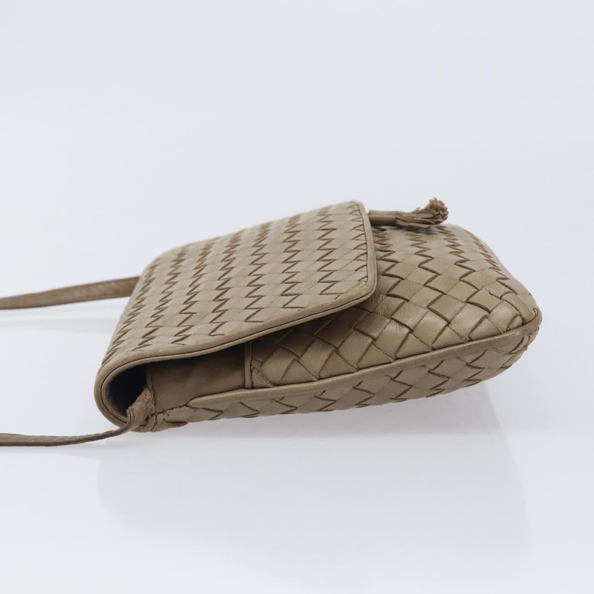 Bottega Veneta Tassel Flap Intrecciato Nappa, Beige, Leather, Crossbody Bag
