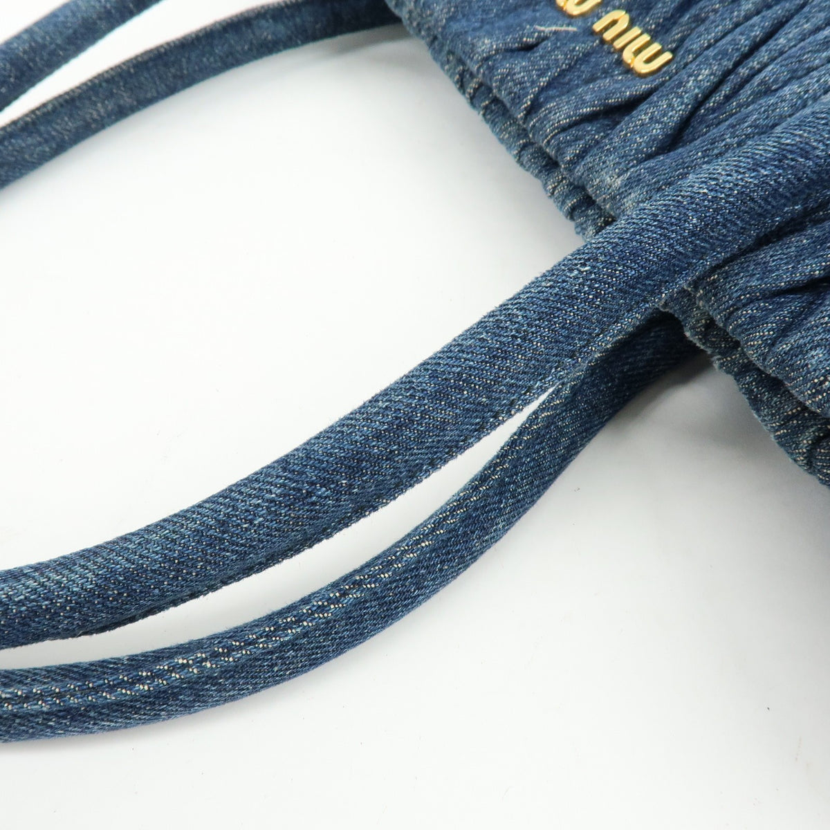 Miu Miu Convertible Matelasse Denim, Blue, Denim, Tote Bag