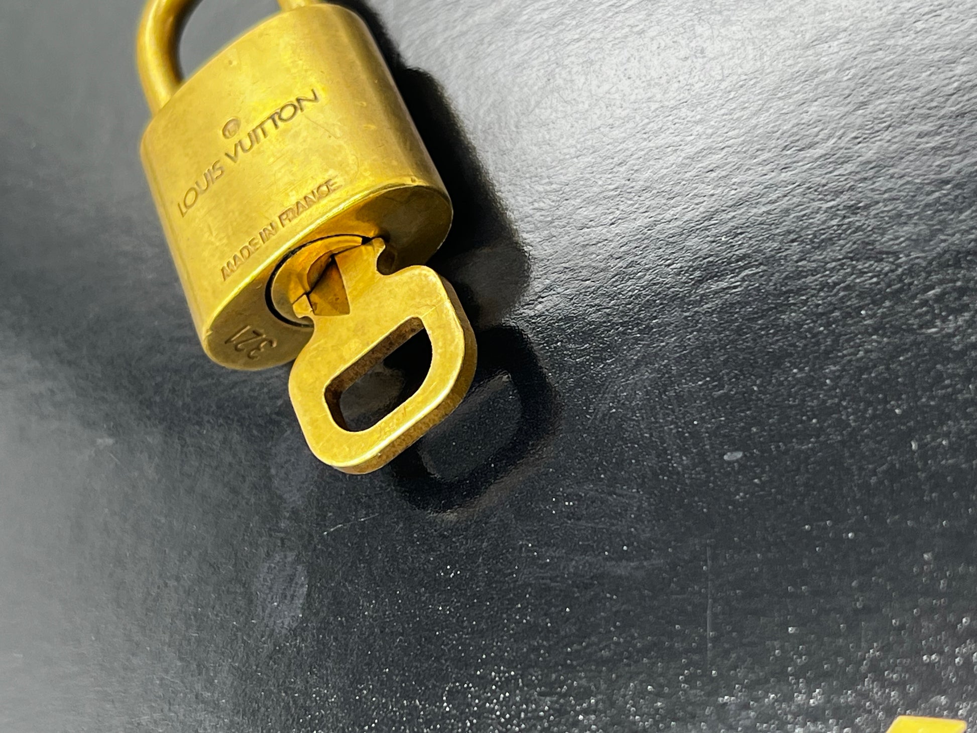 Louis Vuitton Padlock and Key Logo Metal, Gold, Metal, Charm