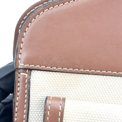 Burberry Logo Pocket Canvas with Leather, Brown, Canvas, Tote Bag