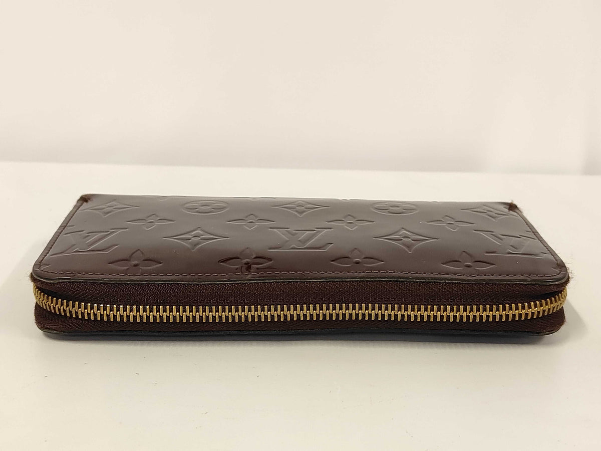 Louis Vuitton Zippy Monogram Vernis, Brown, Patent Leather, Wallet