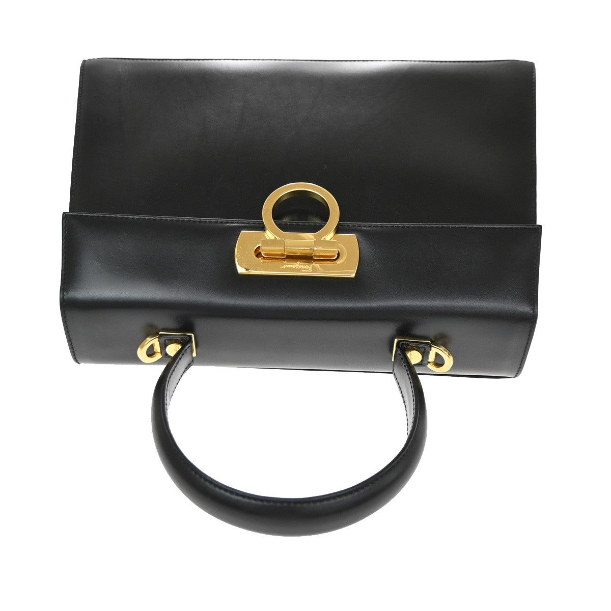 Salvatore Ferragamo Convertible Top Handle Leather, Black, Leather, Handbag