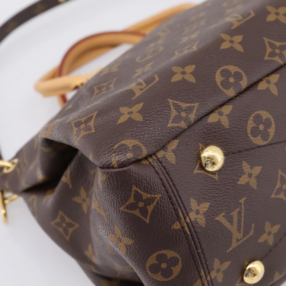 Louis Vuitton Pallas Monogram Canvas with Leather, Brown, Canvas, Tote Bag