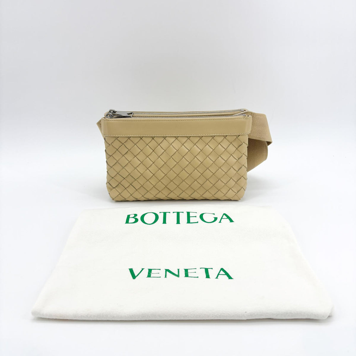Bottega Veneta Duo Intrecciato Nappa, Beige, Leather, Handbag