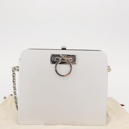 Salvatore Ferragamo Vintage Gancini Chain Leather, Silver, Stainless Steel, Shoulder Bag