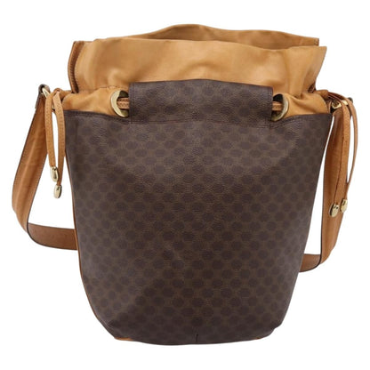 Celine Vintage Macadam Canvas and Leather, Brown, Canvas, Shoulder Bag