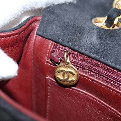 Chanel Vintage Classic Double Flap Bag Quilted Suede, BLACK, SUEDE, Handbag