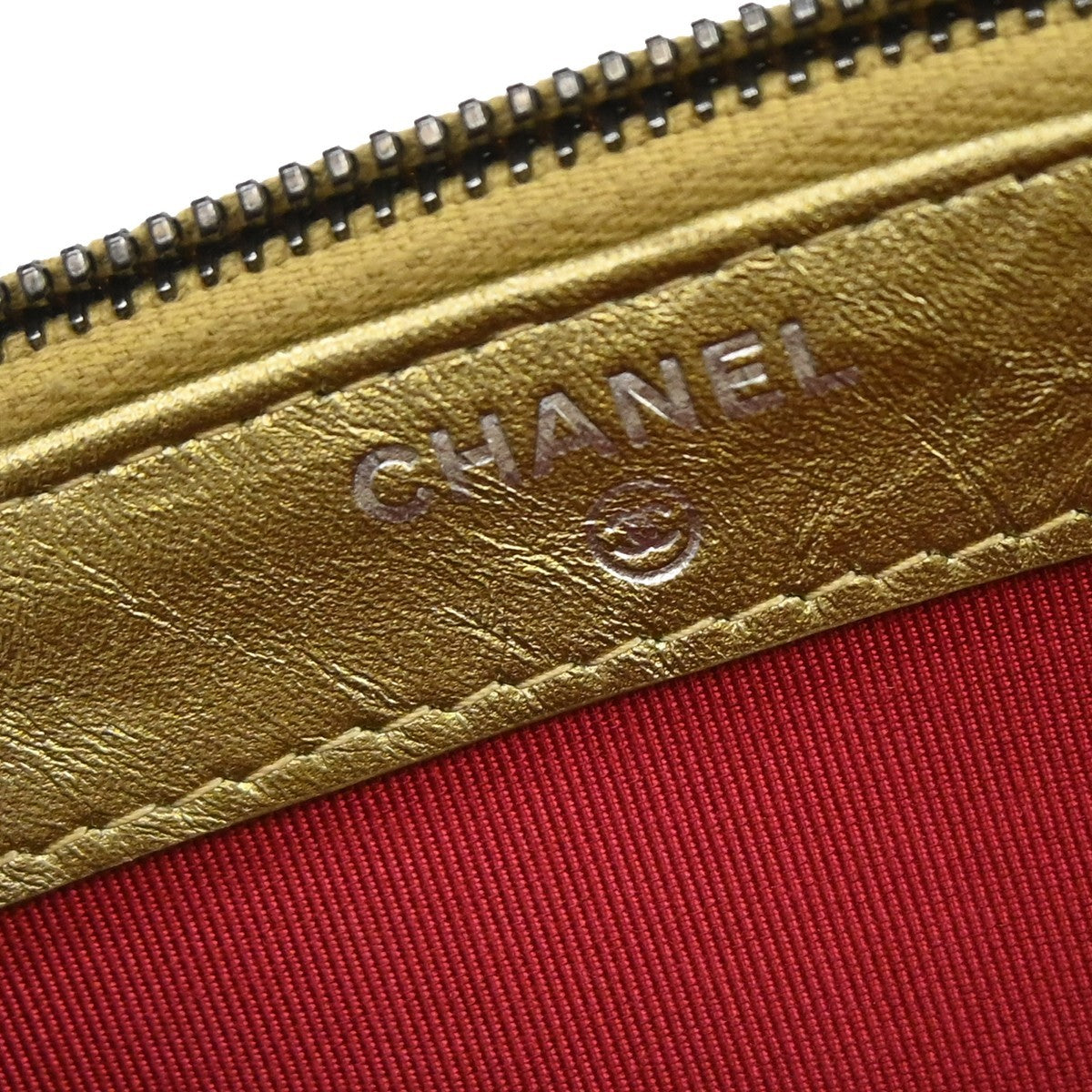 Chanel Gabrielle Double Zip Clutch with Chain Quilted Aged Calfskin, Gold, Leather, Shoulder Bag