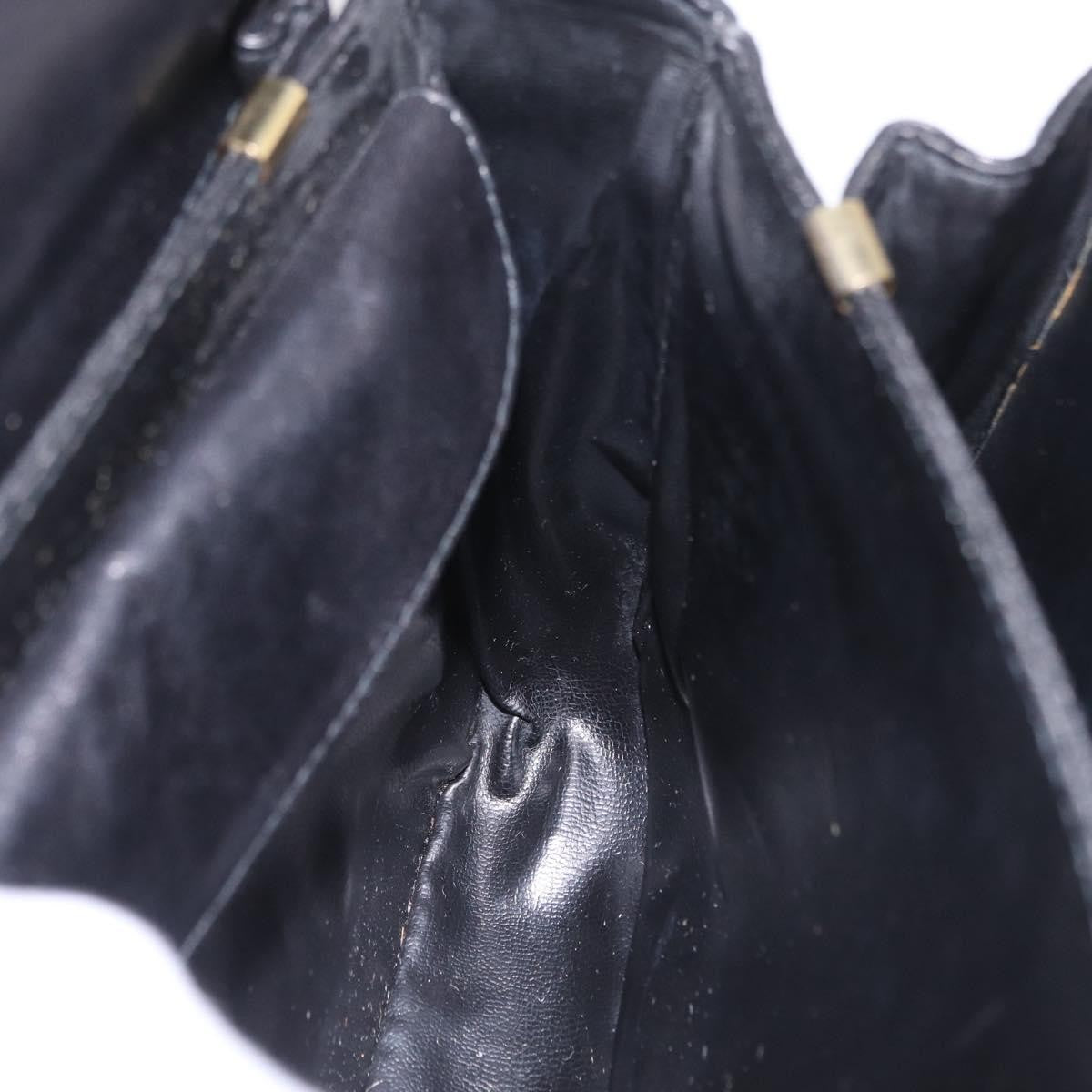 Celine Vintage Carriage Flap Leather, Black, Leather, Handbag