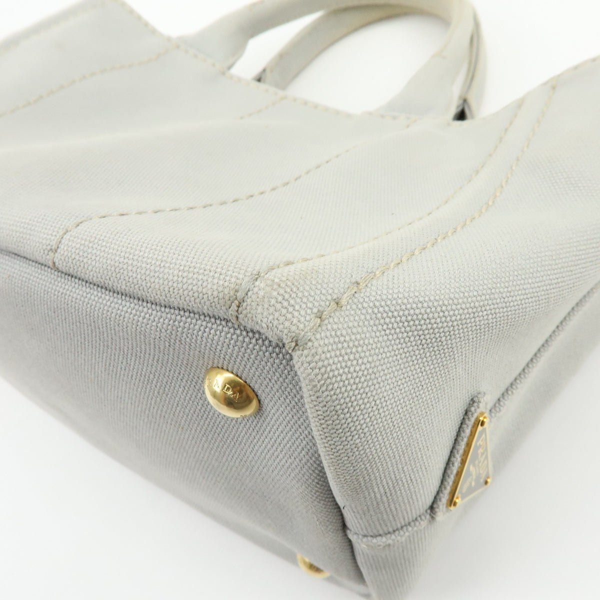 Prada Canapa Convertible Canvas, Gray, Canvas, Tote Bag