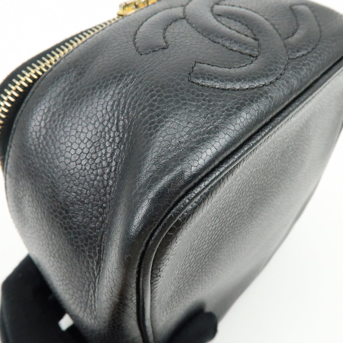 Chanel Vintage Timeless Cosmetic Case Caviar, Black, Leather, Clutch