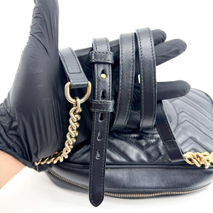 Gucci GG Marmont Matelasse Leather, Black, Leather, Shoulder Bag