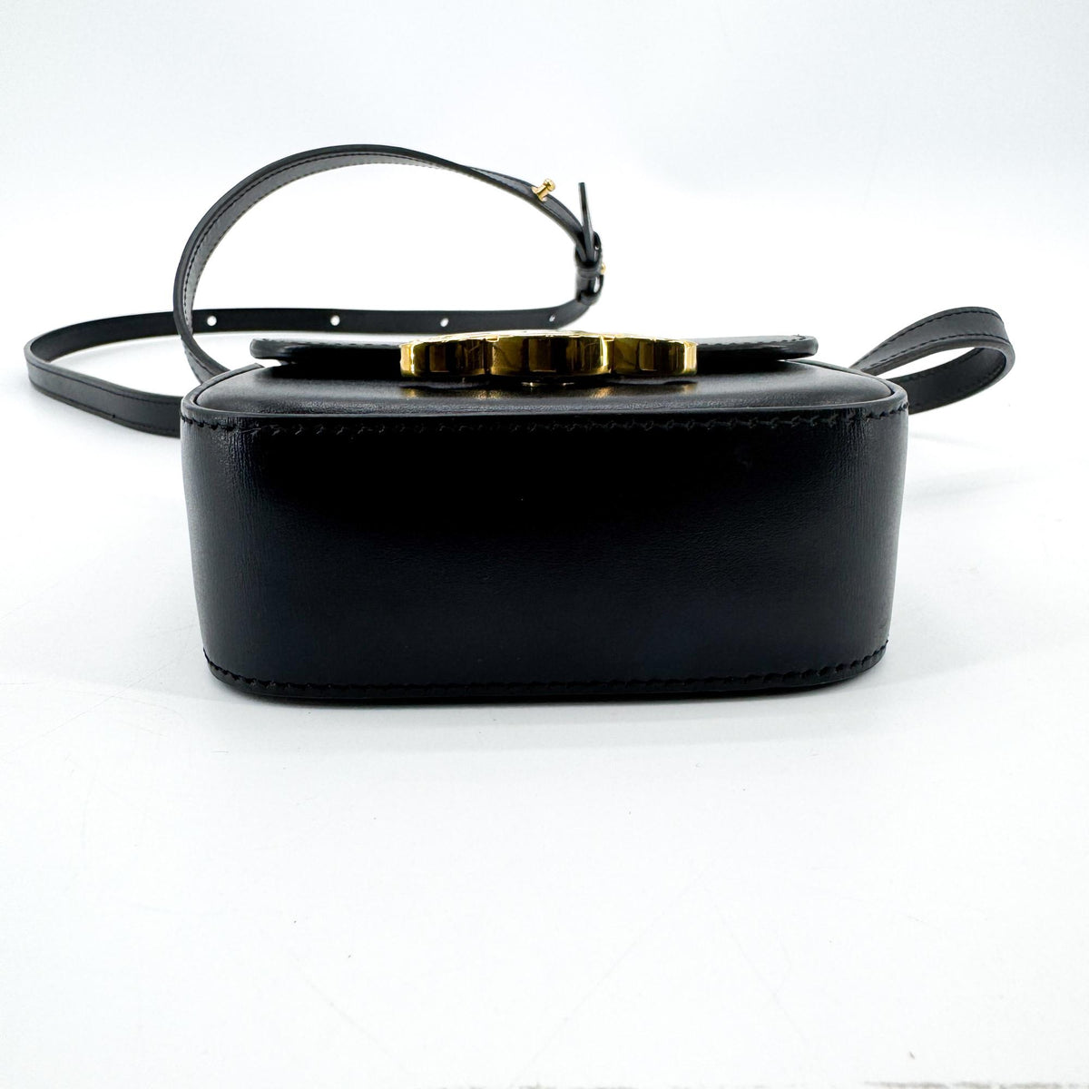Celine Triomphe Triomphe Coated Canvas, Black, Leather, Shoulder Bag