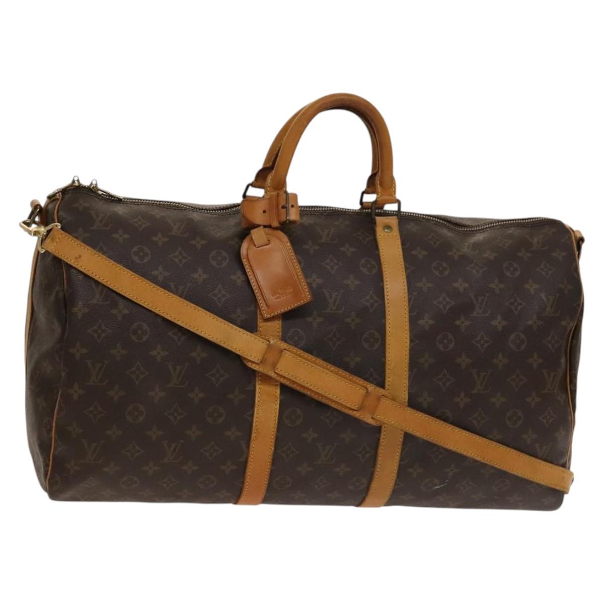 Louis Vuitton Keepall Bandouliere Bag Monogram Canvas, BROWN, CANVAS, Travel bag