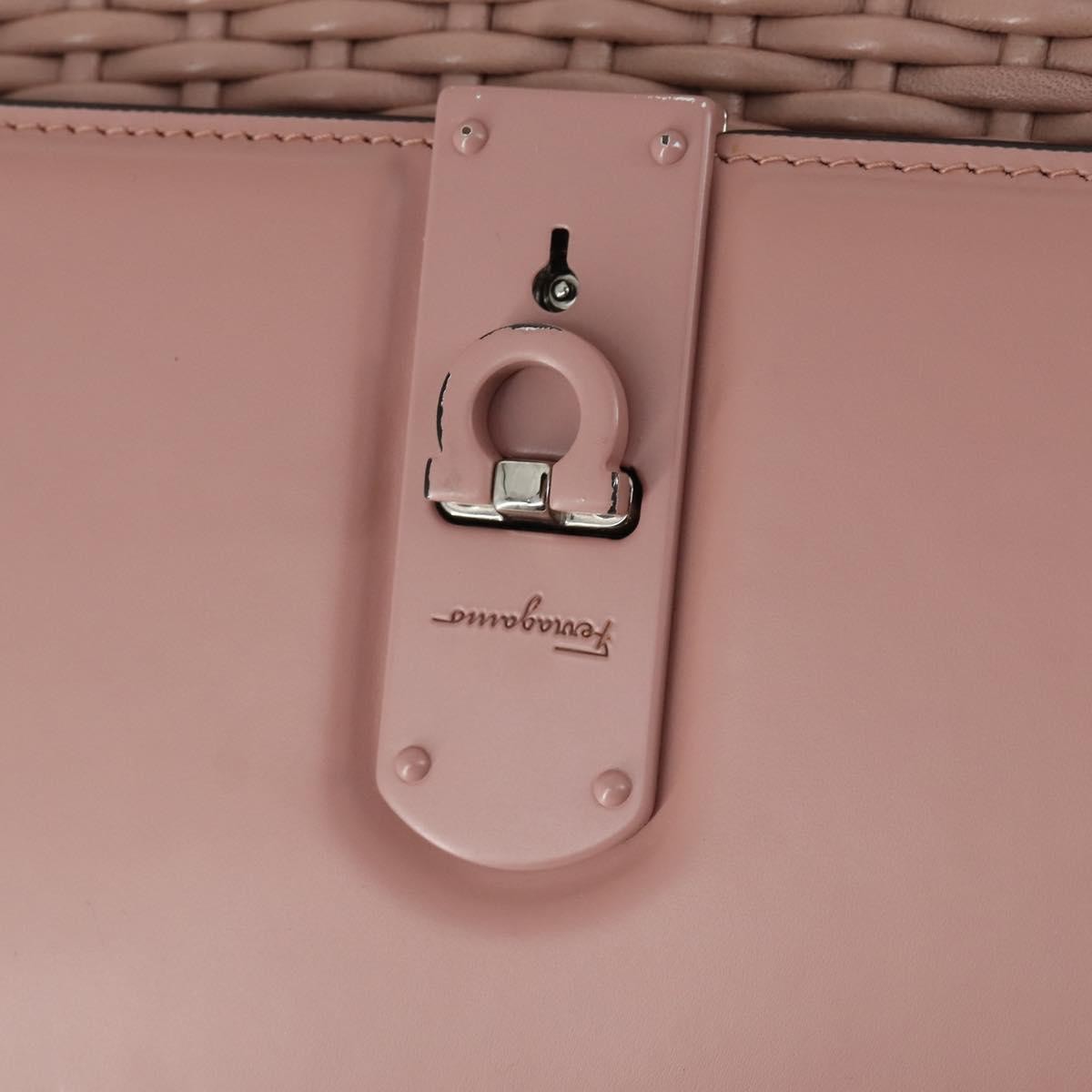 Salvatore Ferragamo Boxyz Top Handle Woven Leather, Pink, Leather, Handbag