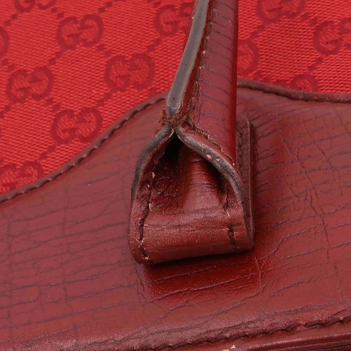 Gucci Horsebit Bracket GG Canvas, Red, Canvas, Tote Bag