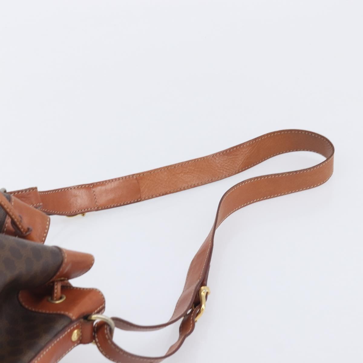Celine Macadam Shoulder Leather, Brown, Canvas, Crossbody Bag