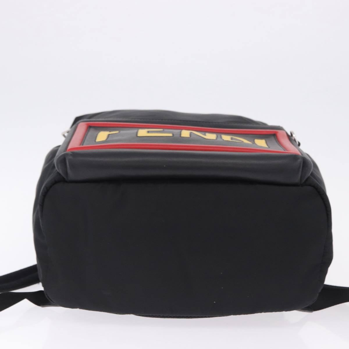 Fendi Fiend Nylon with Printed Leather, Black, Nylon, Backpack