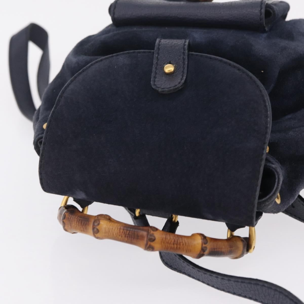 Gucci Vintage Bamboo Suede, Navy, Suede, Backpack