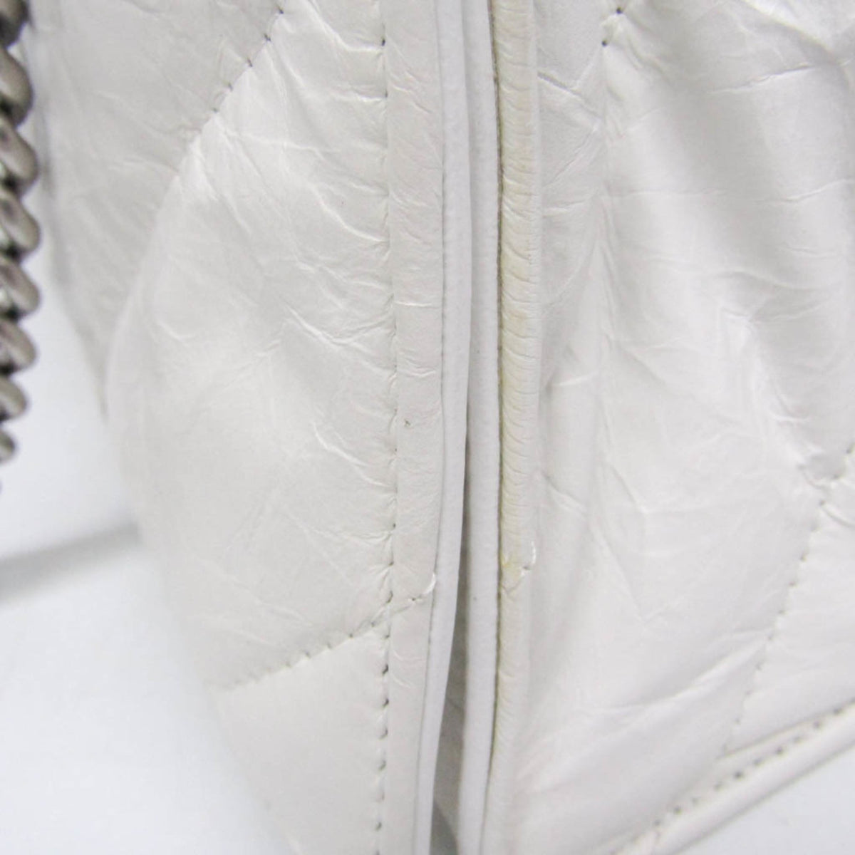 Balenciaga Crush Chain Flap Quilted Crushed Calfskin, White, Leather, Handbag