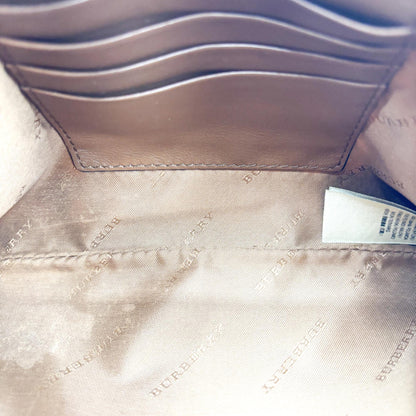 Burberry Peyton Crossbody Clutch Haymarket Coated Canvas, Brown, Canvas, Crossbody Bag