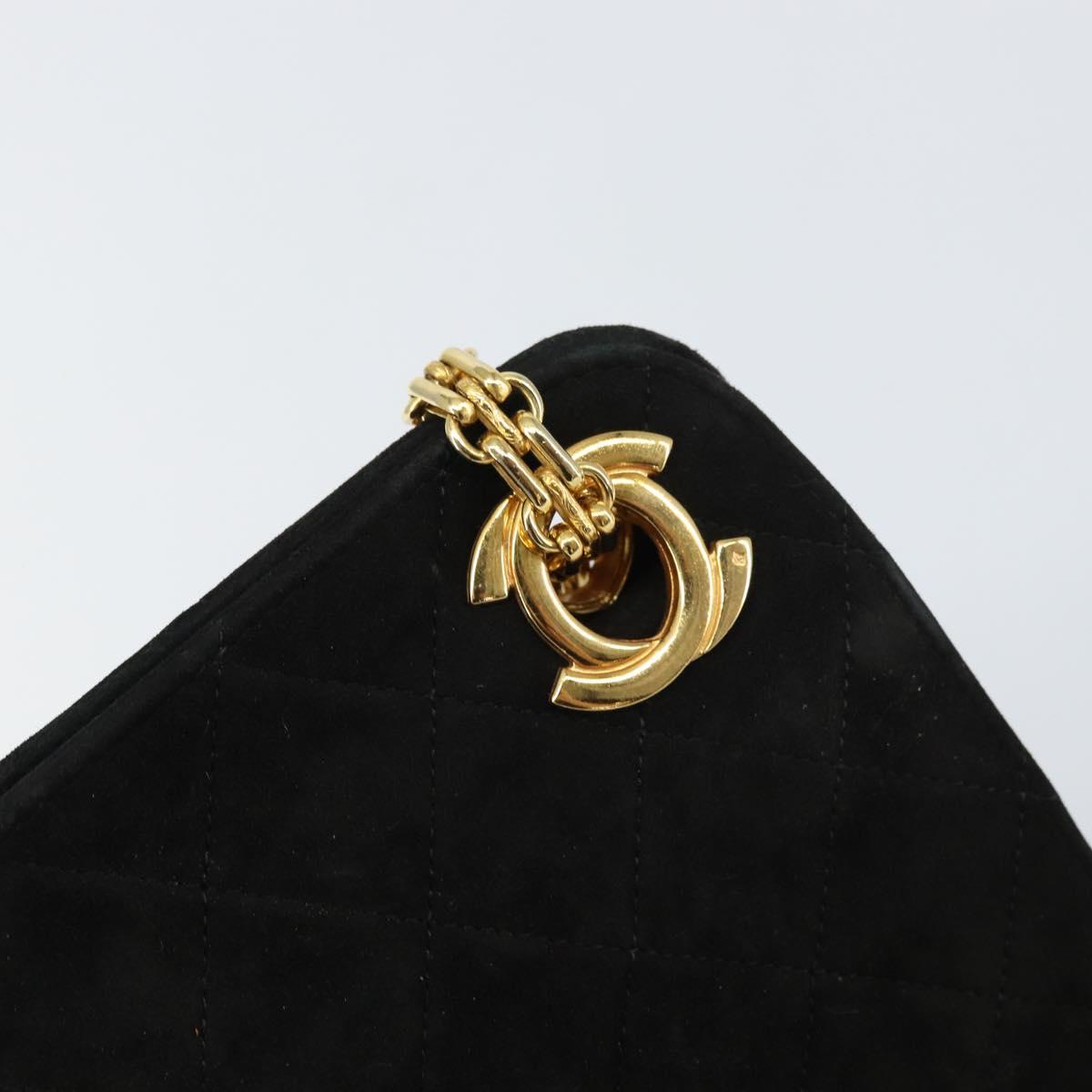 Chanel Matelasse Chain Shoulder Bag Suede, BLACK, SUEDE, Shoulder bag