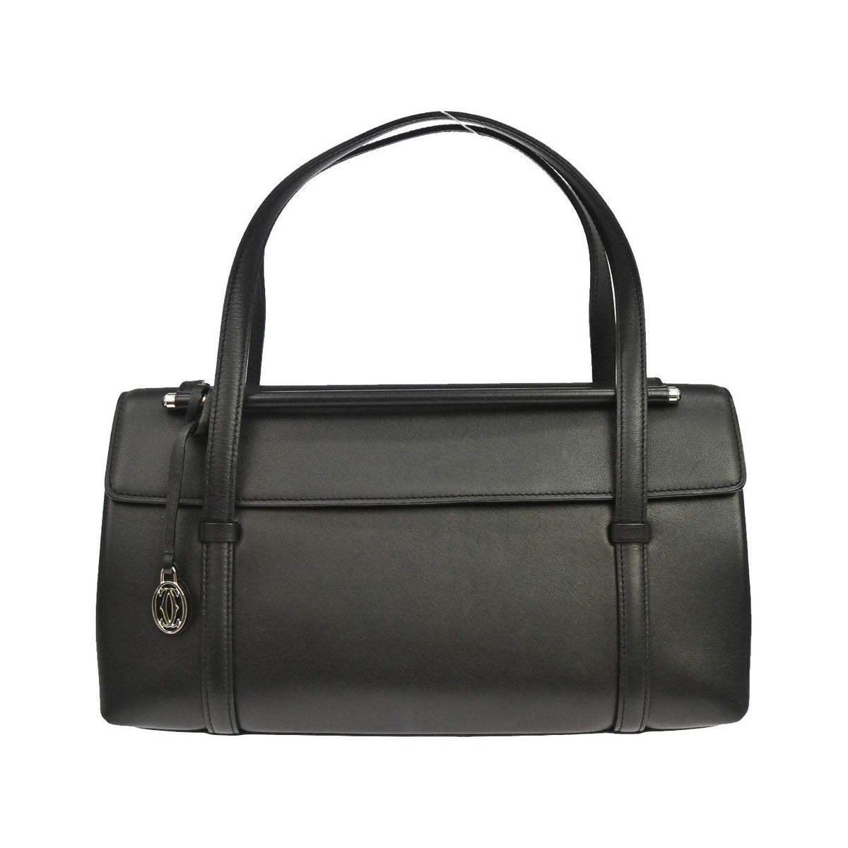 Cartier Cabochon Leather, Black, Leather, Handbag