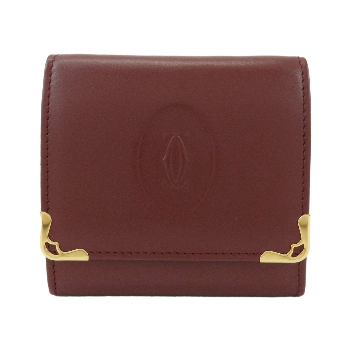 Cartier Coin Purse Must de Cartier Leather, Burgundy, Leather, Wallet
