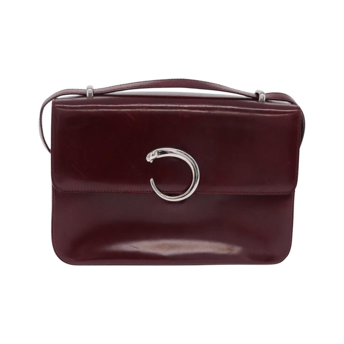 Cartier Panthère Shoulder Patent Leather, Burgundy, Patent Leather, Shoulder Bag
