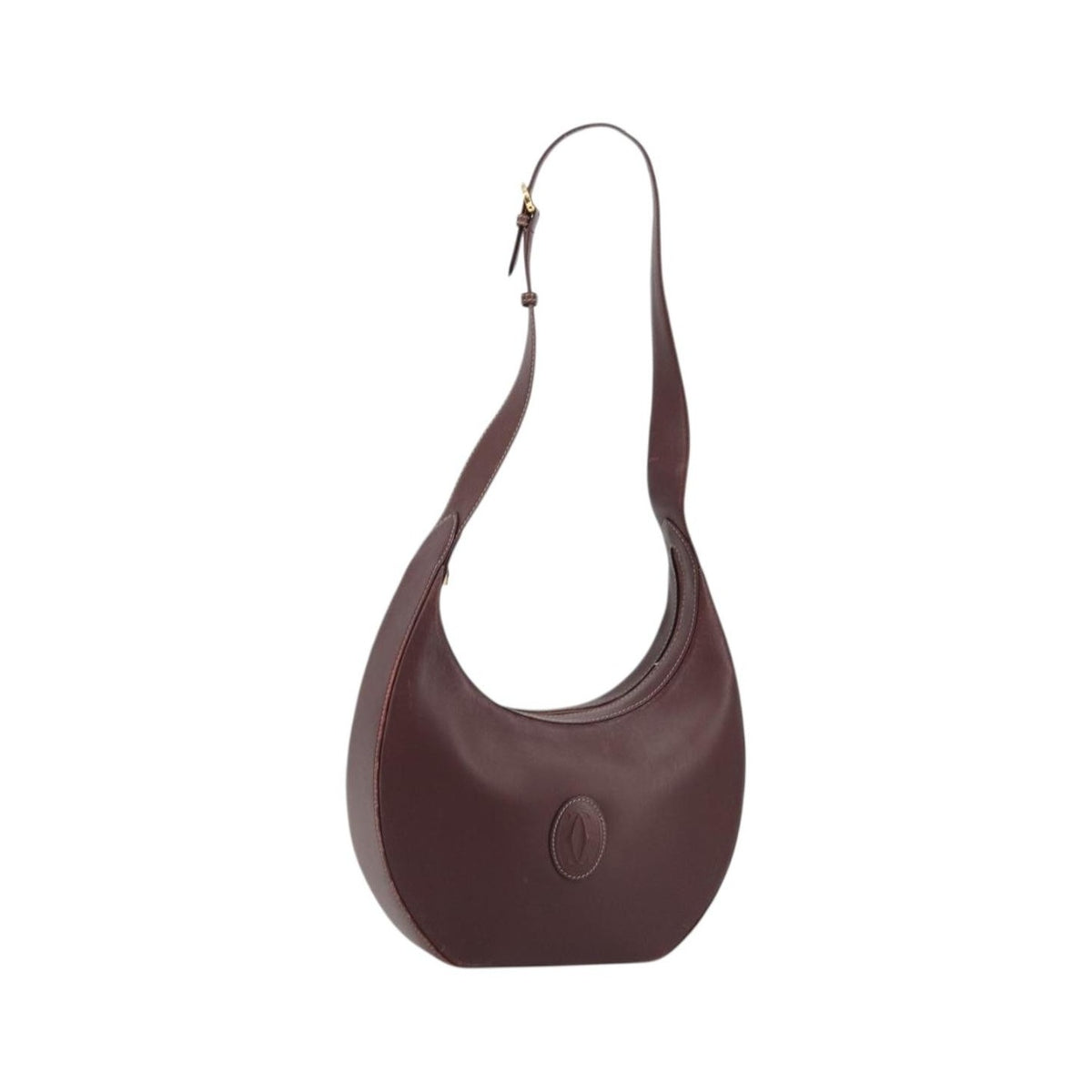 Cartier Vintage must de Cartier Leather, Burgundy, Leather, Shoulder Bag