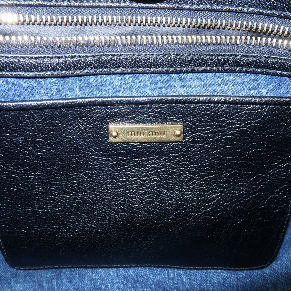 Miu Miu Convertible Matelasse Denim, Blue, Denim, Tote Bag