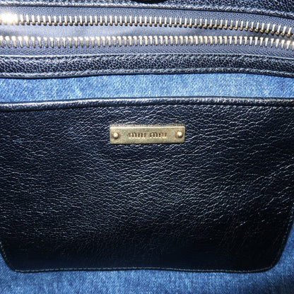 Miu Miu Convertible Matelasse Denim, Blue, Denim, Tote Bag
