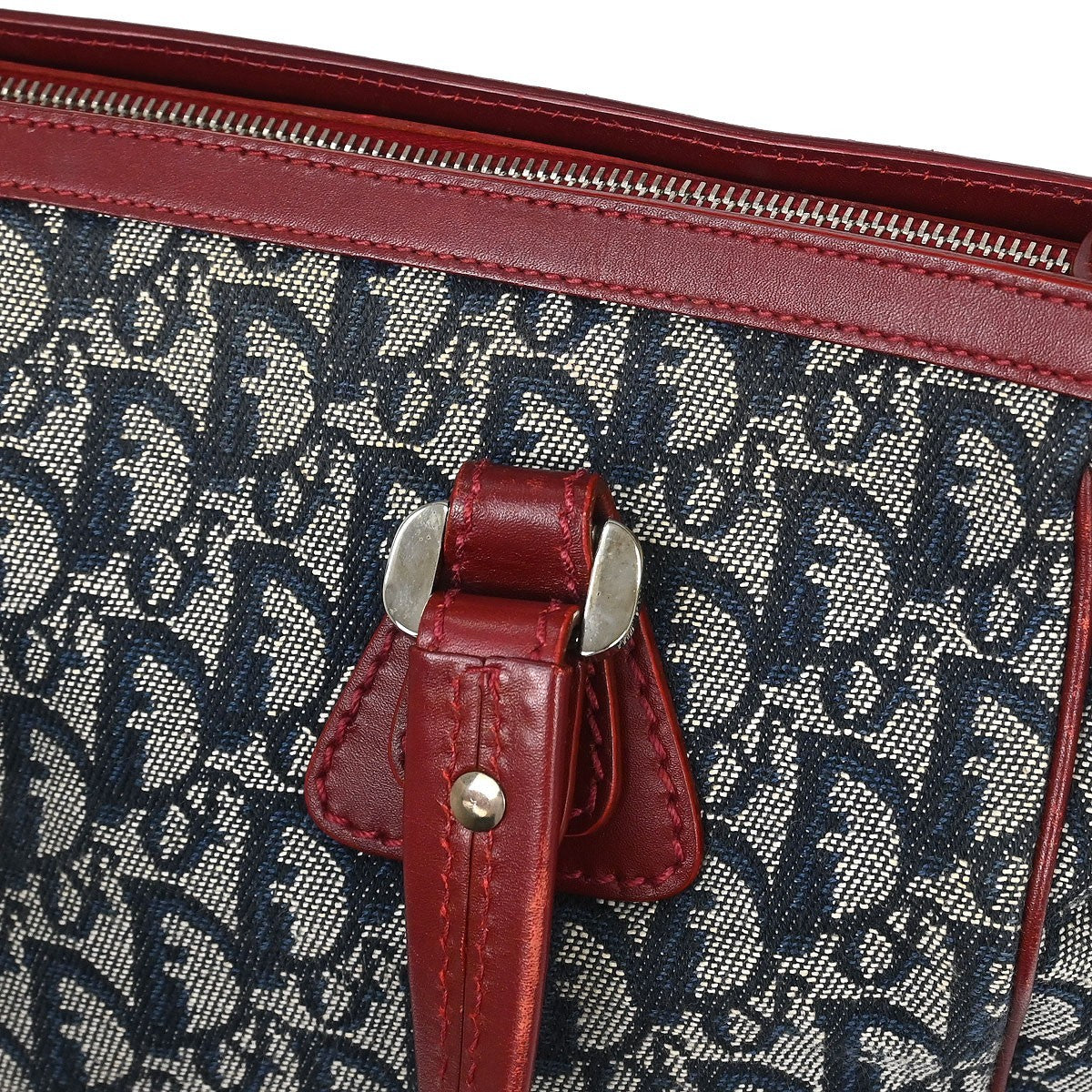 Christian Dior Vintage Trotter Zip Diorissimo Canvas, Navy, Canvas, Tote Bag