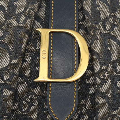 Christian Dior Vintage Saddle Bowler Diorissimo Canvas, Navy, Canvas, Handbag