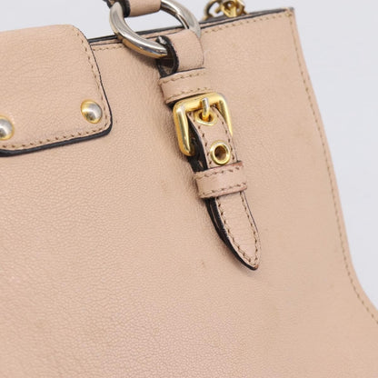 Miu Miu Madras Convertible Lock Leather, Beige, Leather, Tote Bag