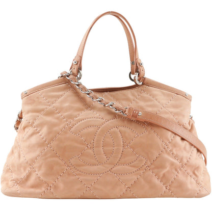 Chanel CC Sea Hit Quilted Iridescent Calfskin, Pink, Leather, Tote Bag