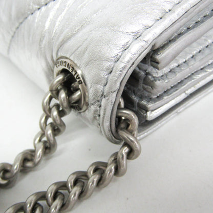 Balenciaga Crush Chain Flap Leather, Silver, Leather, Handbag