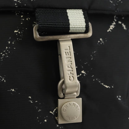 Chanel Travel Line Lock Printed Nylon, Black, Nylon, Backpack
