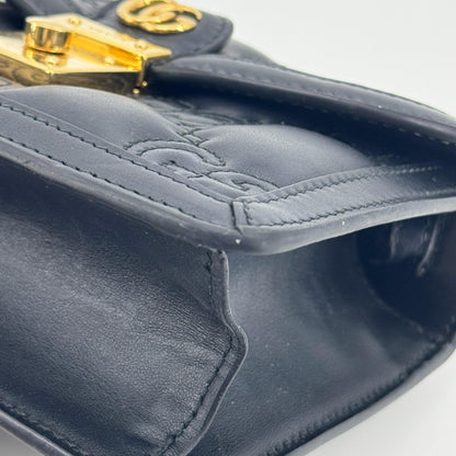 Gucci Padlock GG Embossed Leather, Black, Leather, Shoulder Bag